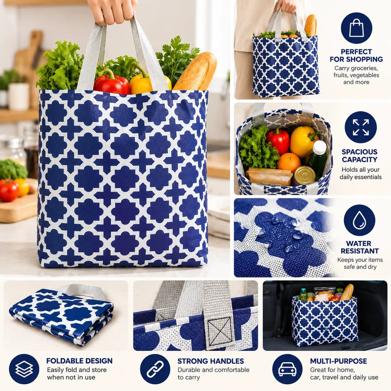 Cloth Tote Bag – Blue & White Pattern