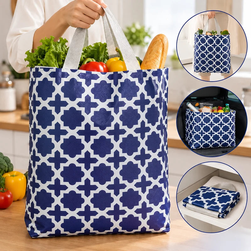 Cloth Tote Bag – Blue & White Pattern