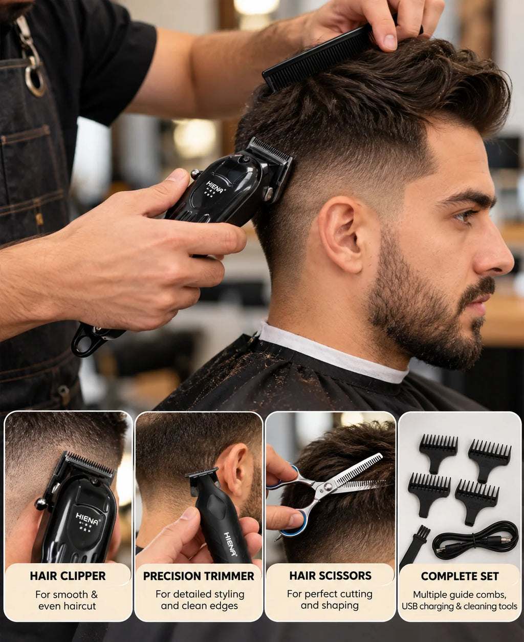 Hiena Professional Hair Clipper Kit for Men