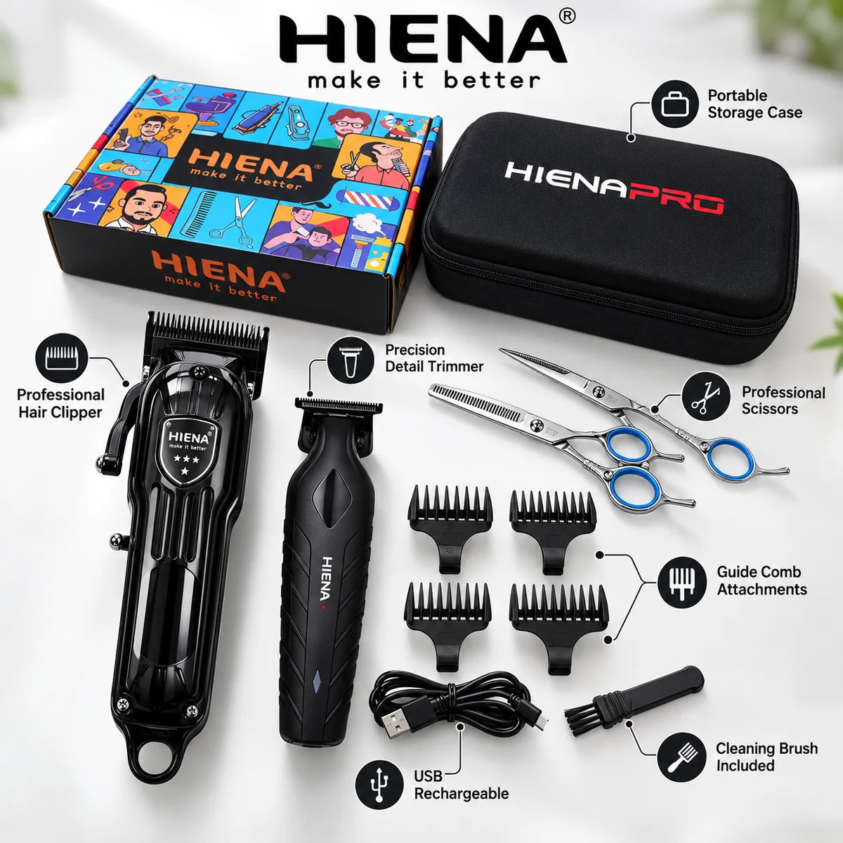 Hiena Professional Hair Clipper Kit for Men